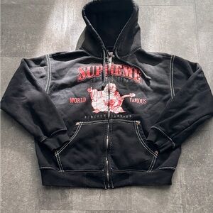 Supreme Black and Red Graphic Hoodie Jacket